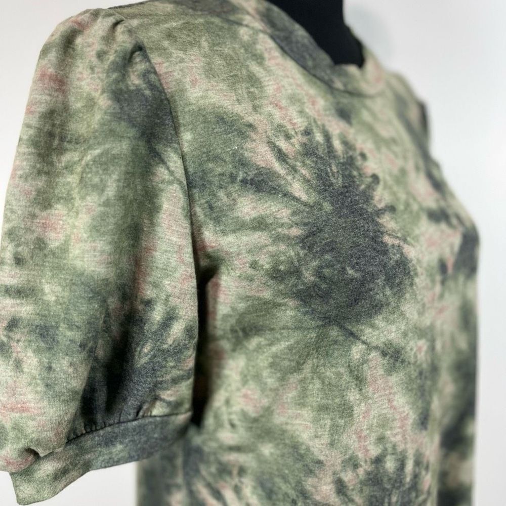 New Lily Rose Tie-Dye Mini to Knee Length Shirt Dress Sz L Women’s Green w Pink - Picture 2 of 9